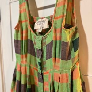 Ace & Jig Green and Orange Plaid Midi Dress